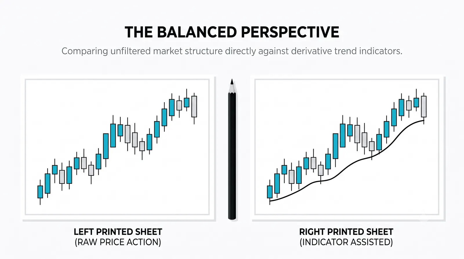 One market, two descriptions: the candle story and the line story