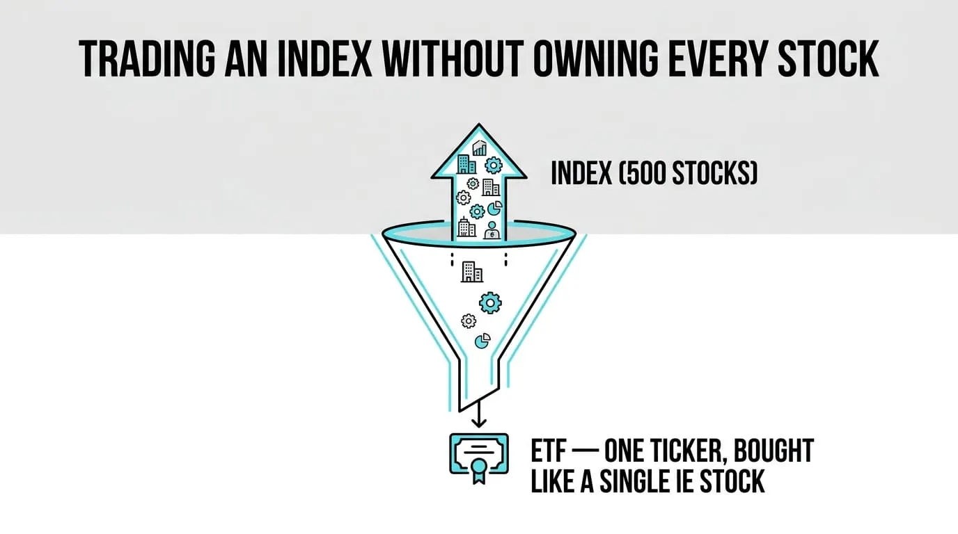 An index fund holding the whole basket of stocks behind one benchmark number