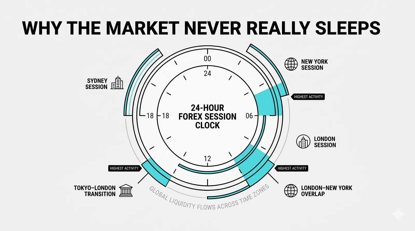 The globe showing trading activity passing from one financial center to the next