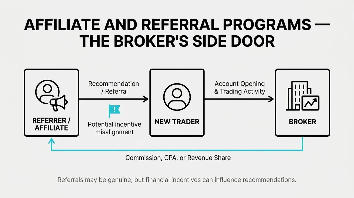 A referral program paying a commission for each new trader brought to a broker