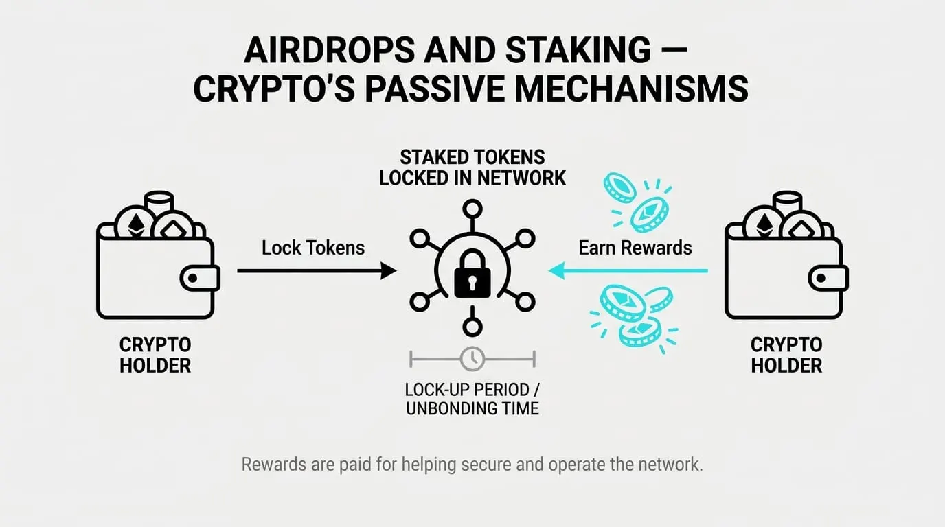 Crypto staking rewards accruing on a locked position