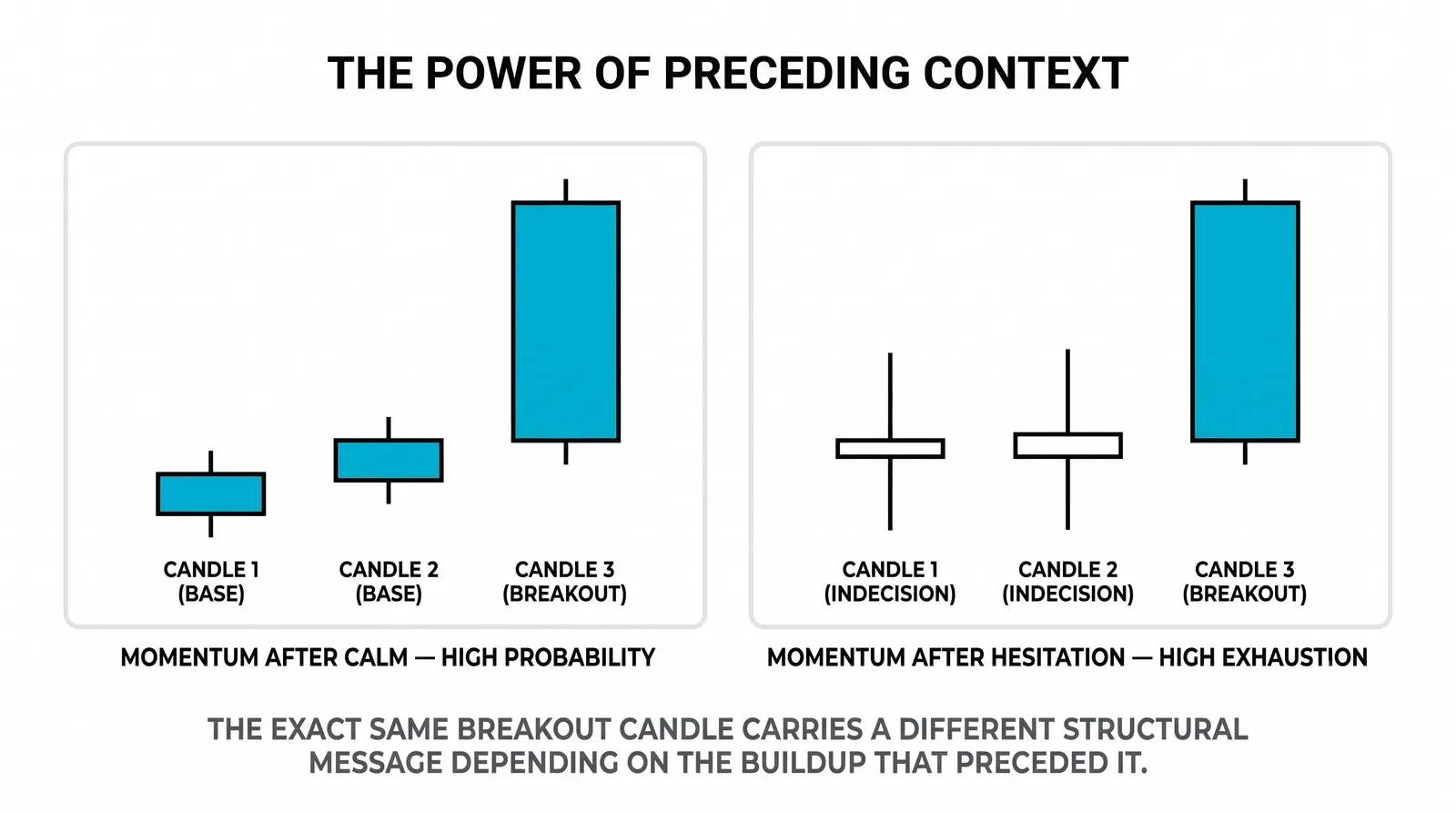 Two candles forming one paragraph: rejection then follow-through