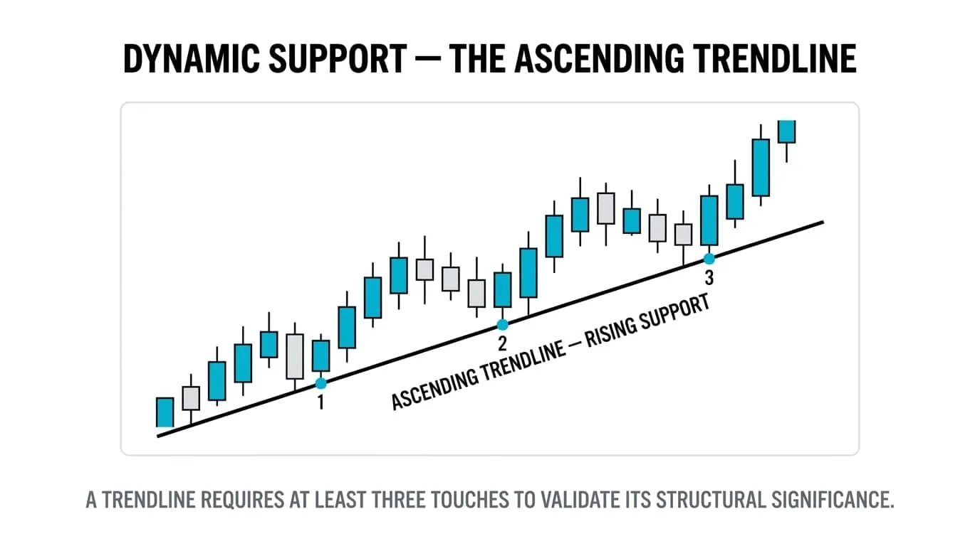 Two trendlines at different angles describing different trend speeds
