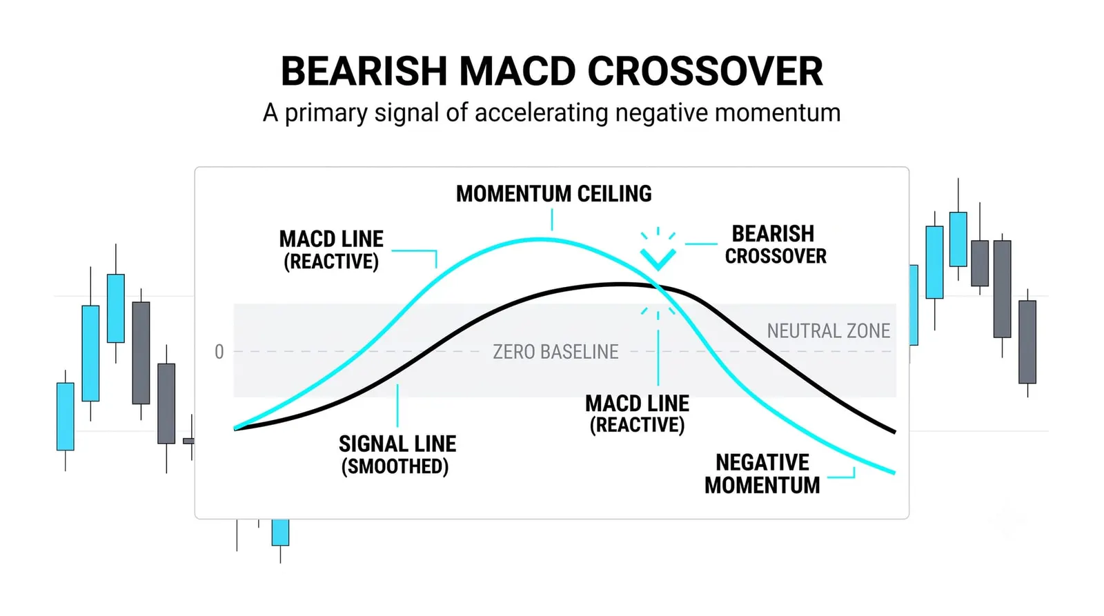 Bearish Crossover: the MACD Line Crossing Below the Signal Line