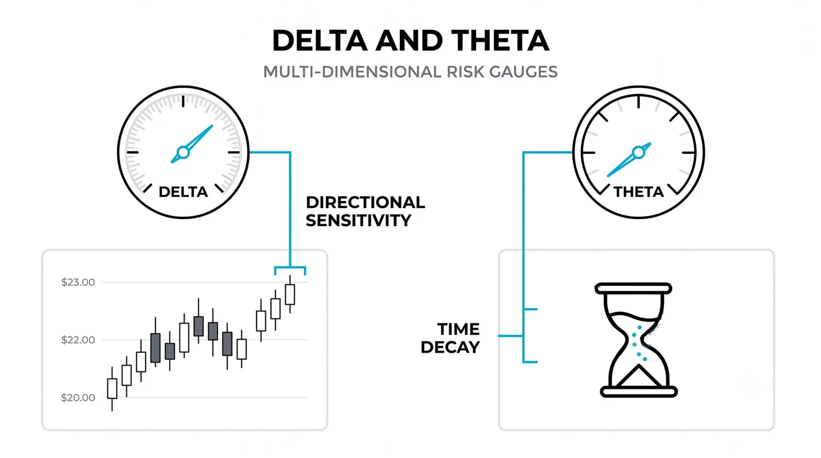 Delta and Theta: Direction Sensitivity and Time Decay