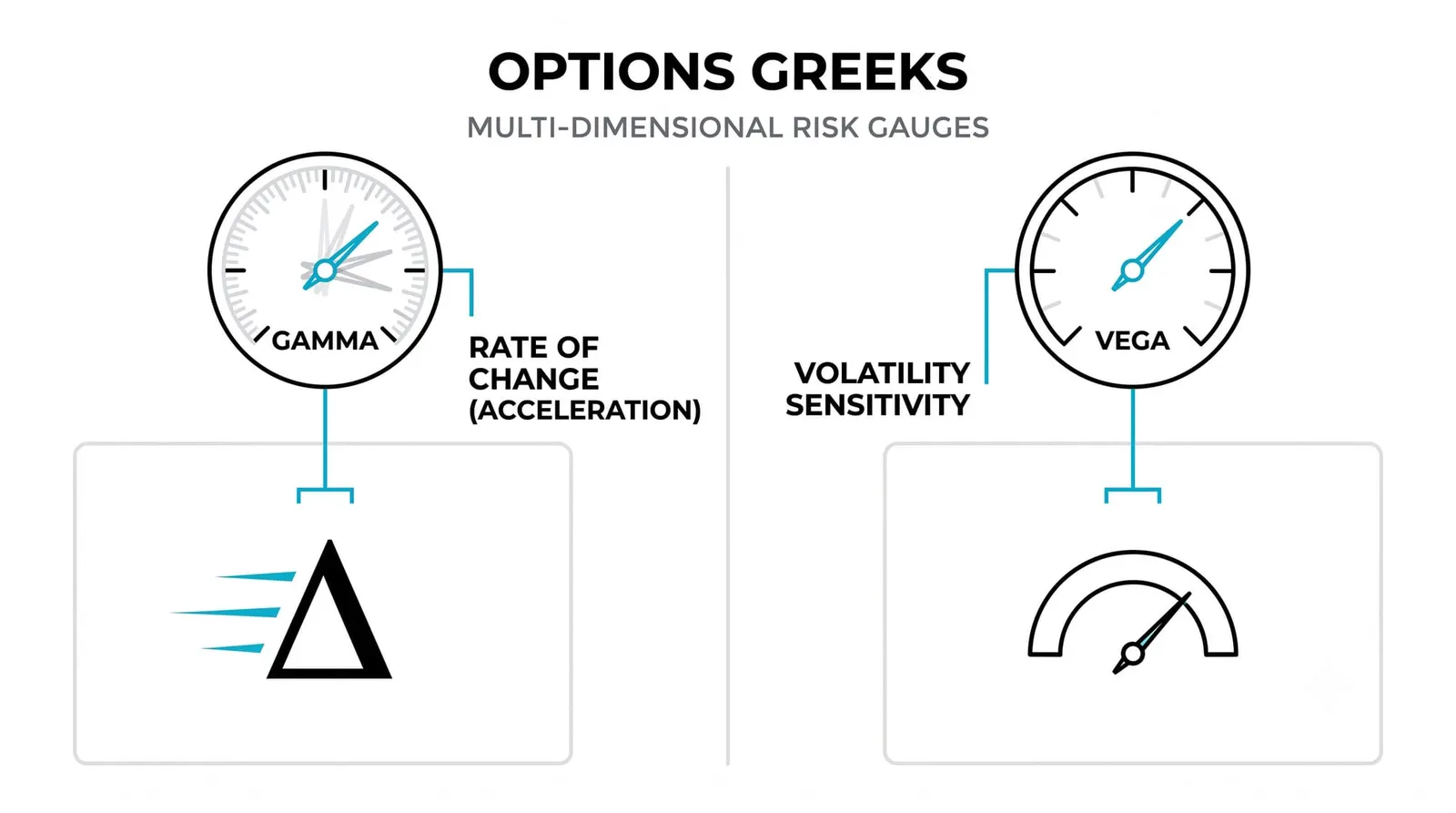 Gamma and Vega: Rate of Change and Volatility Sensitivity