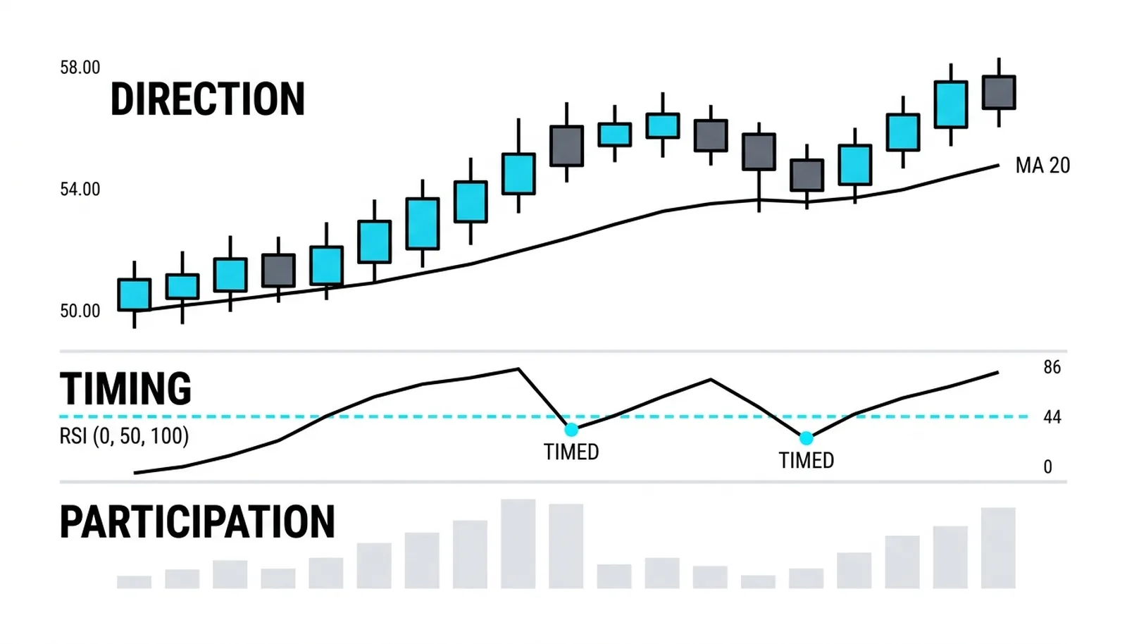 Direction, timing, participation: the kept kit with RSI timing both washouts