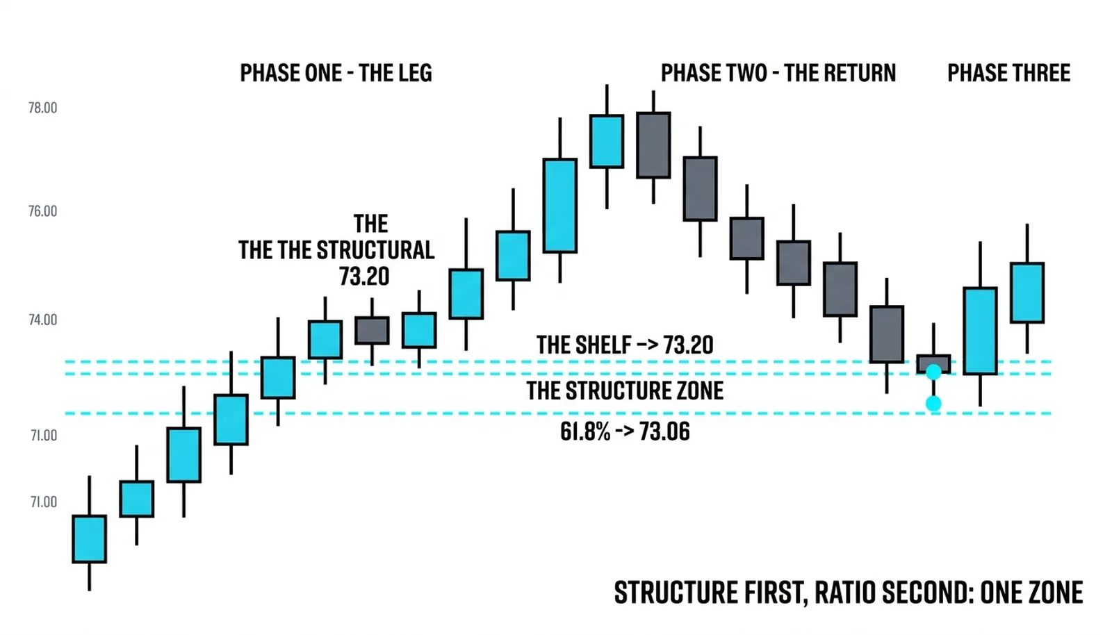 The leg from 45.00 to 55.00 with the origin zone from 48.80 to 48.95 and the 61.8 percent line at 48.82 landing inside it