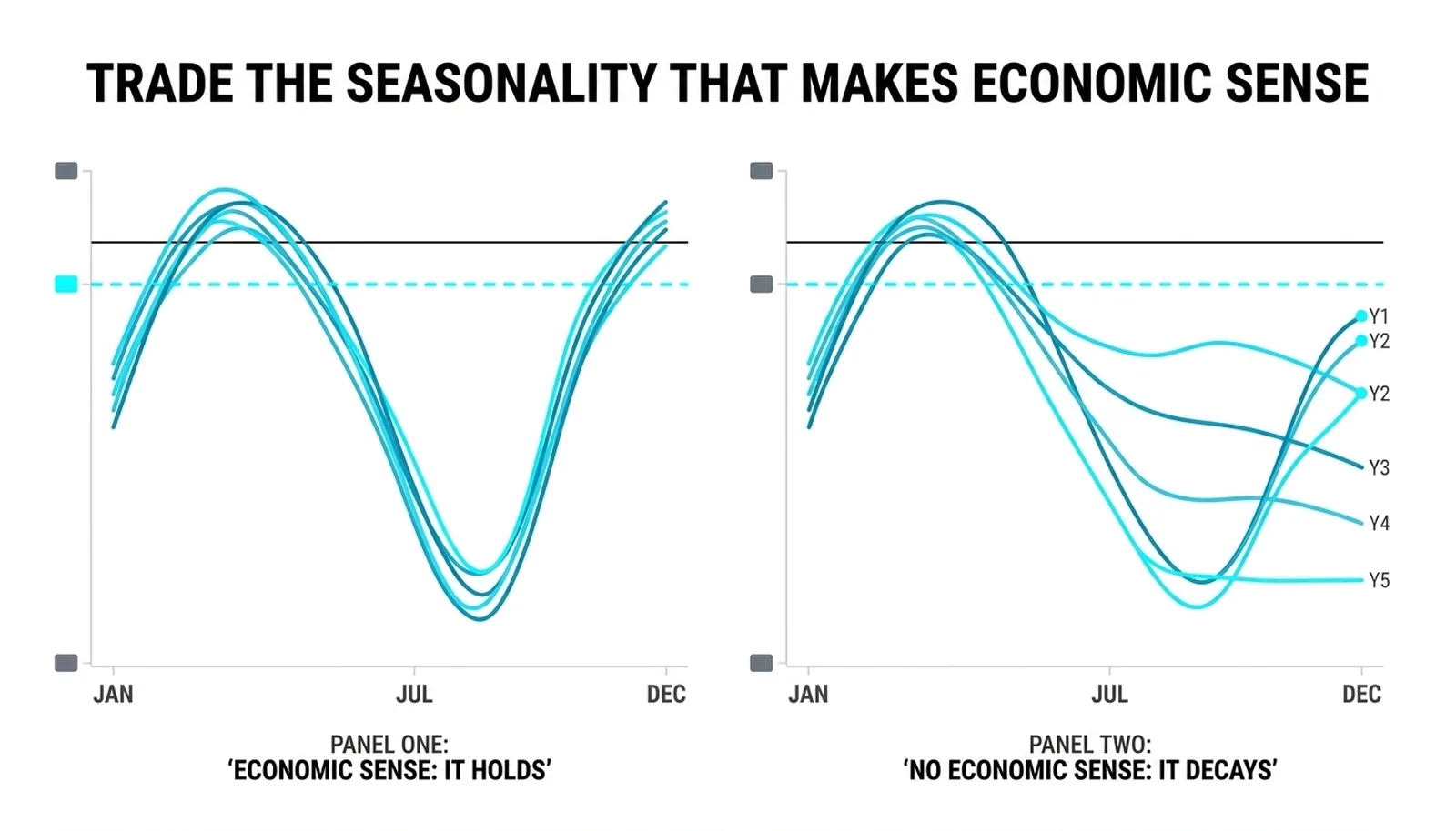 Two seasonalties side by side: the one with economic sense holding and the fluke decaying