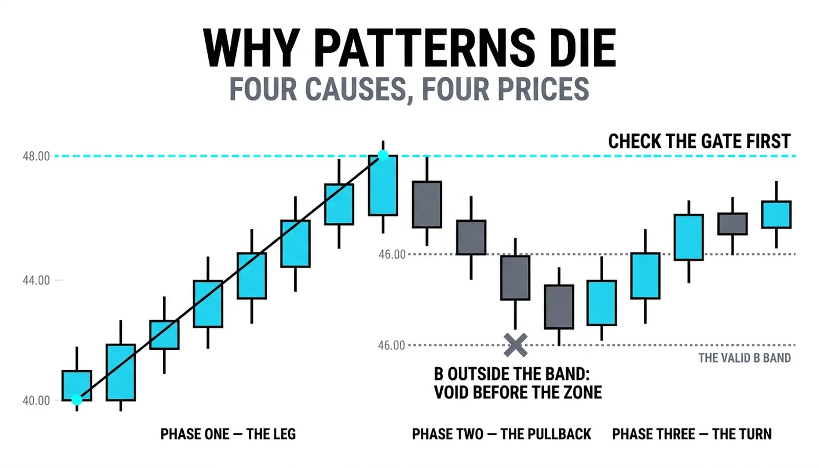 The four failure causes from the broken gate to the loose definition, each with its cost